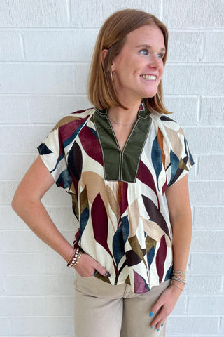 THML Leafy Print Top