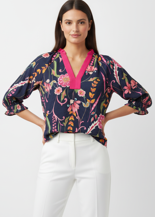 THML Floral V-Neck Top