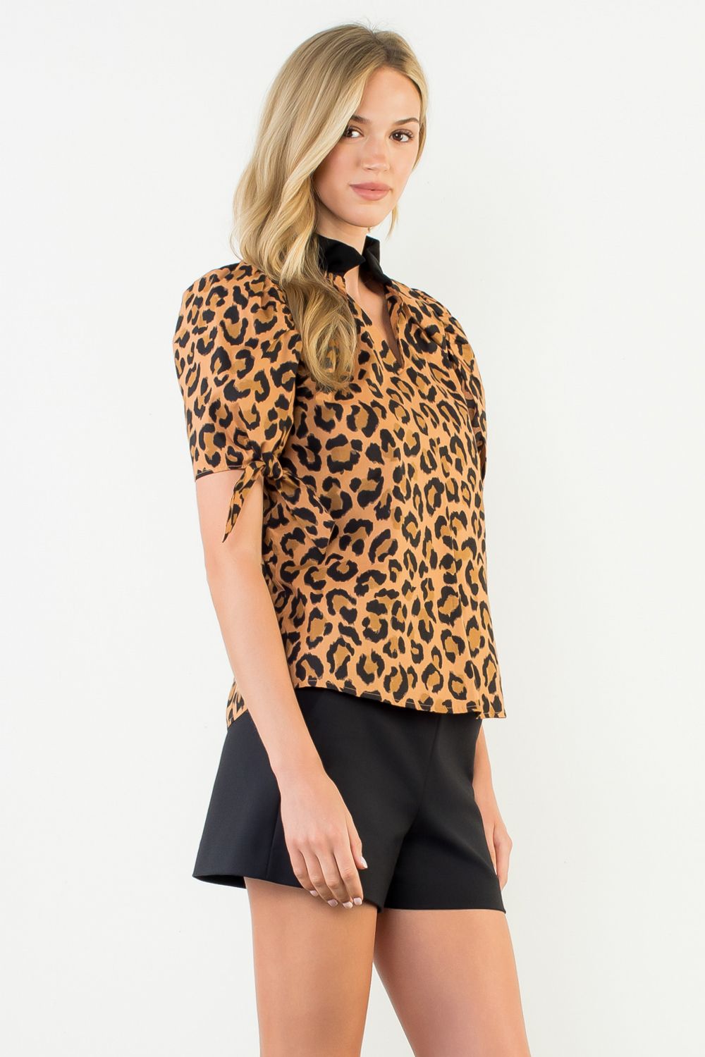 Short Sleeve Cheetah Print Top