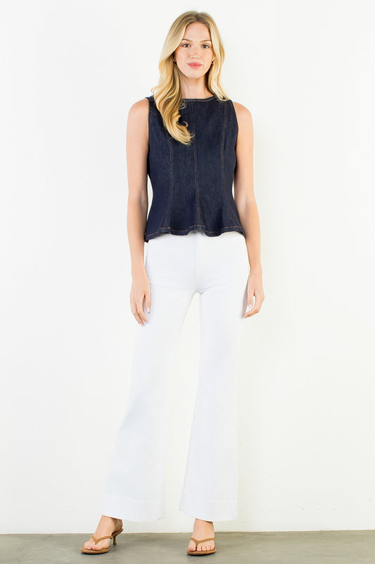 THML Denim Peplum Tank Top