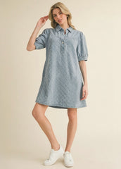 Textured Knit Denim Dress