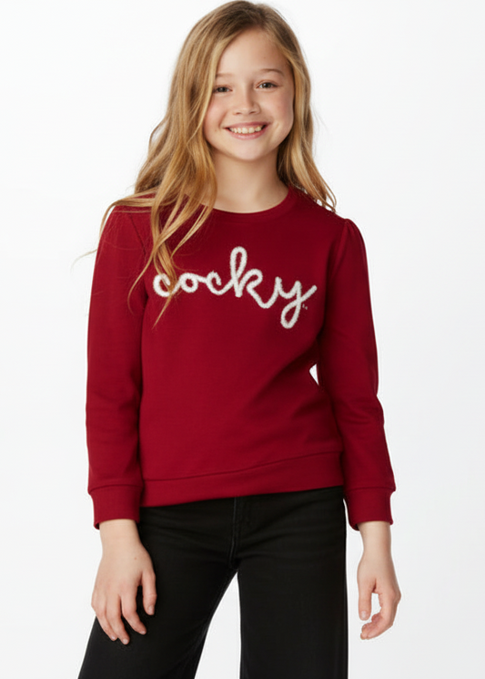 Girls Cocky Glitter Script Long Sleeve