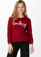 Girls Cocky Glitter Script Long Sleeve