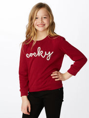 Girls Cocky Glitter Script Long Sleeve