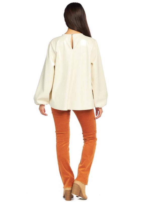 Cream Lovie Faux Leather Top