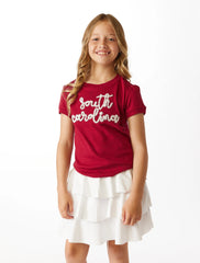 The South Carolina Girls Glitter Script Short Sleeve