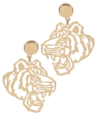 Tiger Filigree Profile Earrings