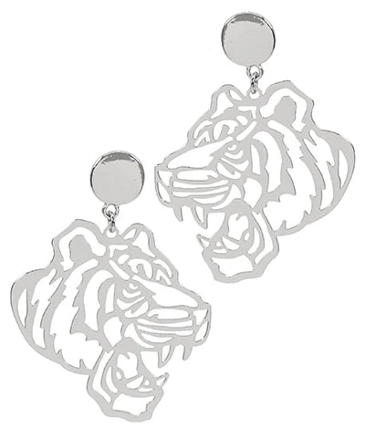 Tiger Filigree Profile Earrings