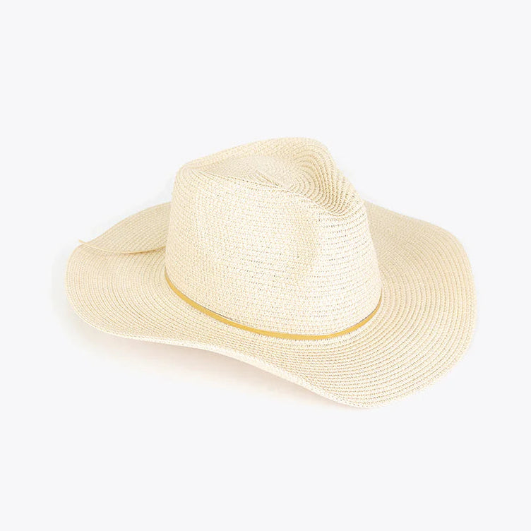 Beige straw hat on a white background