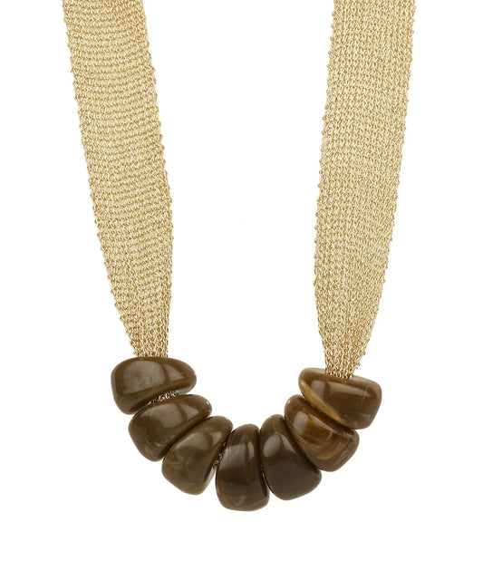Trapezoid Bead Mesh Fabric Necklace