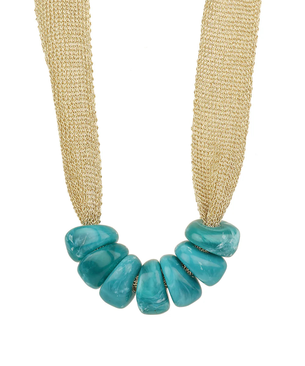 Trapezoid Bead Mesh Fabric Necklace