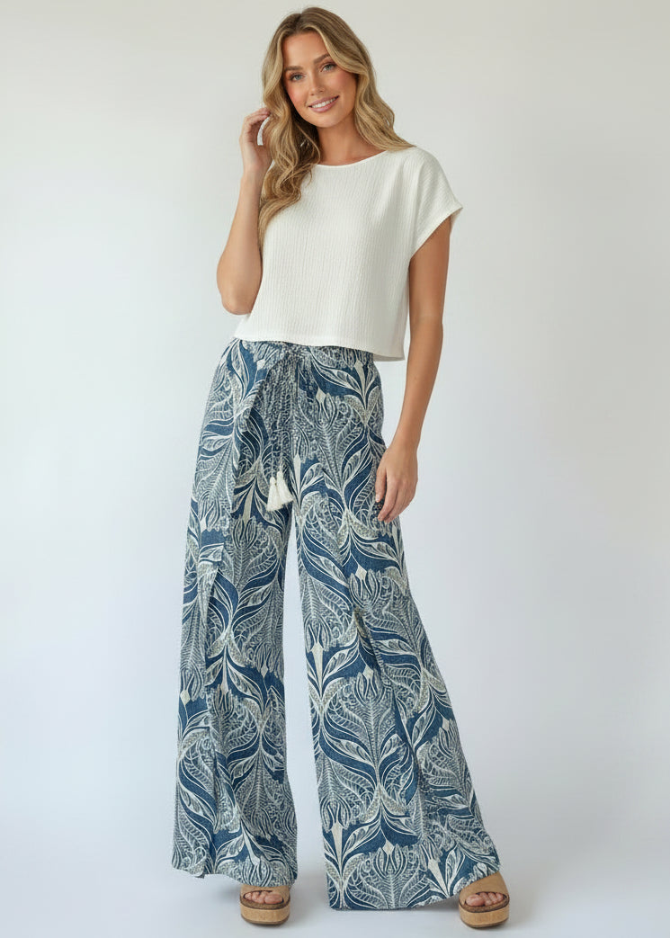 Tropical Escape Faux Wrap Pants