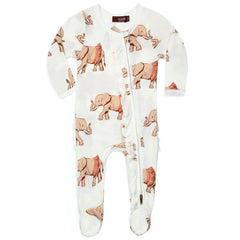 Tutu Elephant Bamboo Ruffle Zipper Footed Romper