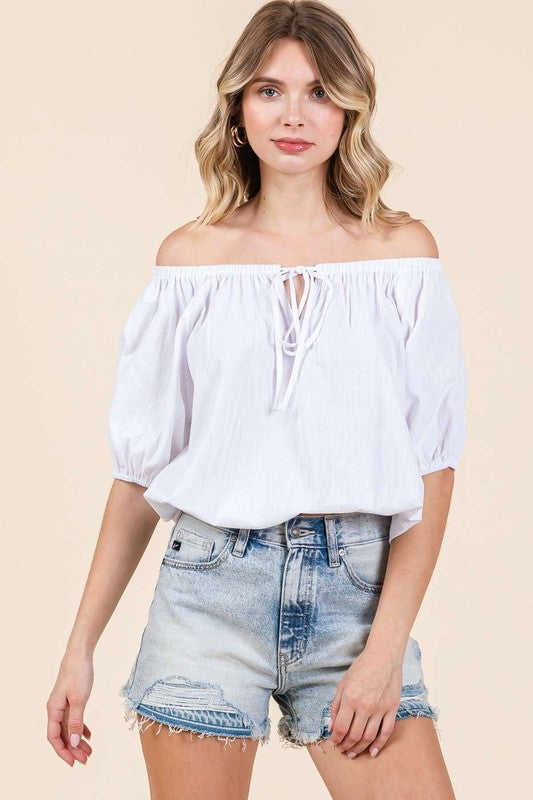 Two-way Short Sleeve Crop Blouse