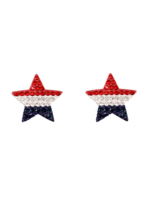USA Flag Star Stud Earrings