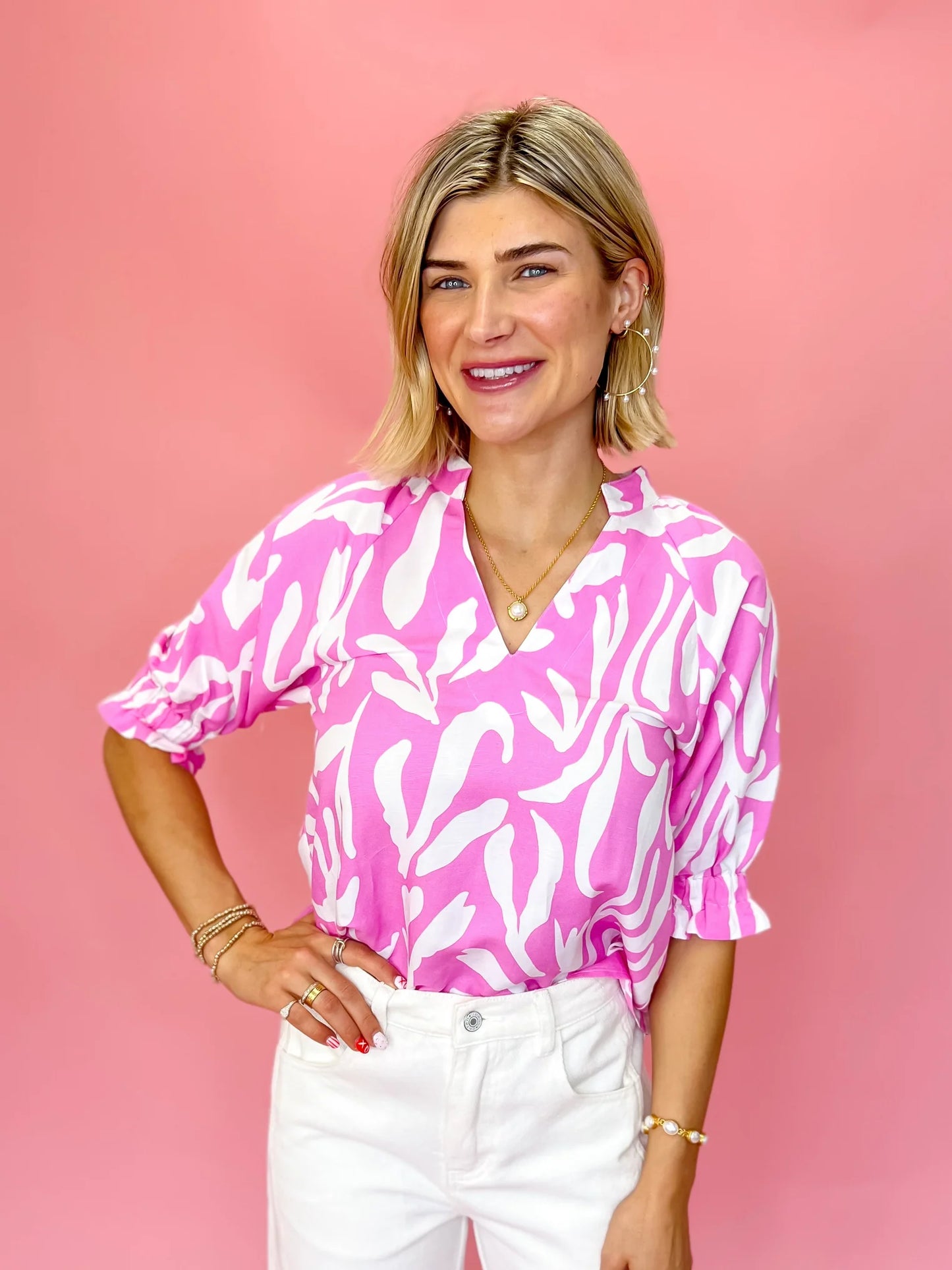 V-Neck Abstract Top
