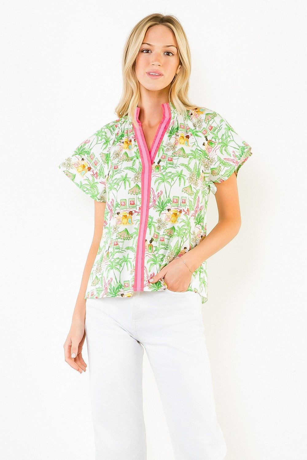 THML Vacation Scene Print Top