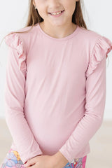 Girls Vintage Pink Ruffle Tee