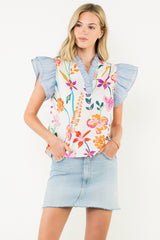 THML Floral Contrast Tank Top
