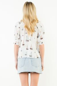 THML Sailboat Pattern V-Neck Top