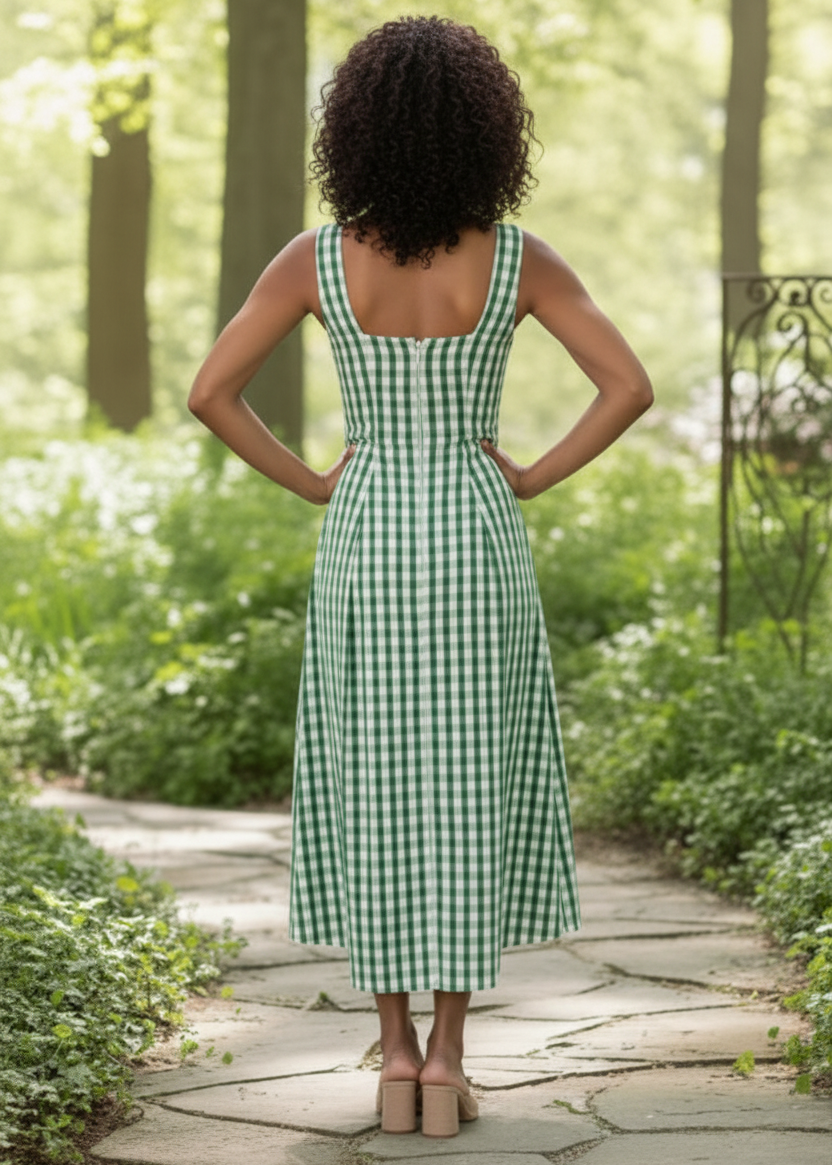 THML Green Gingham Sundress
