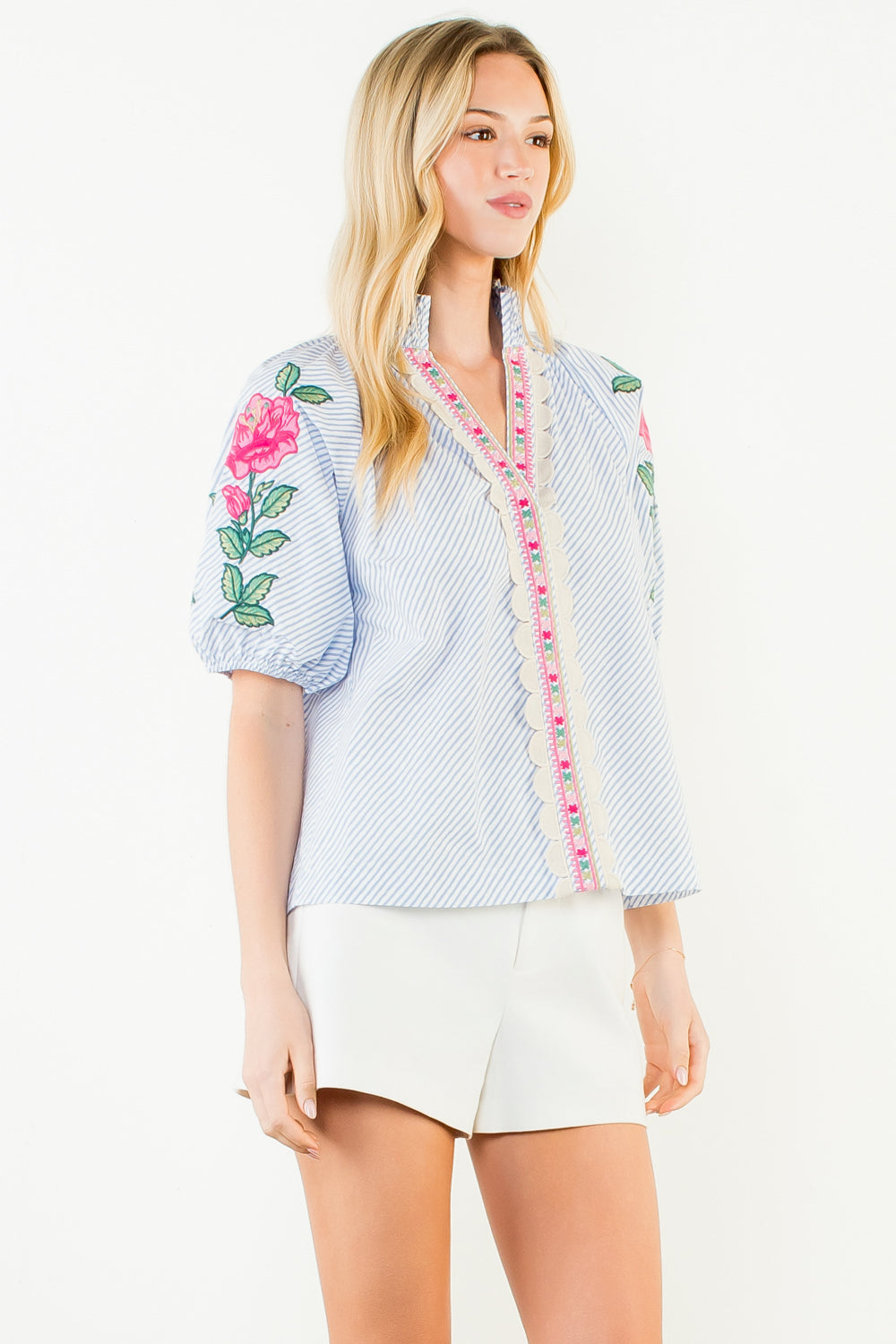 THML Embroidered Flower Top