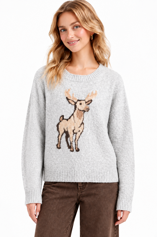 Oh Deer Sweater Grey