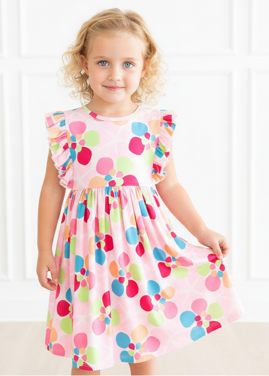 Girls Water Lilies Ruffle Twirl Dress