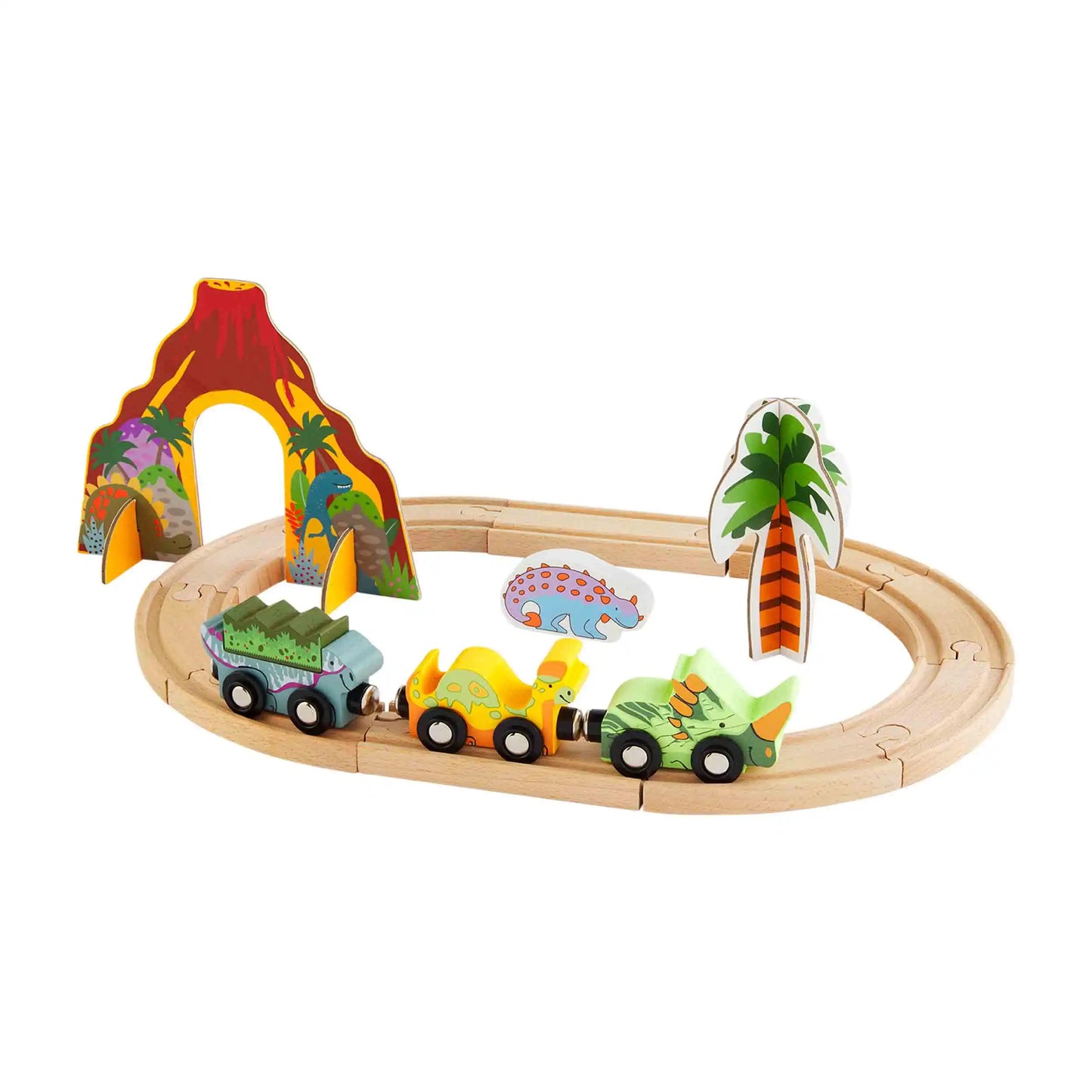 Wood Dino Train Set