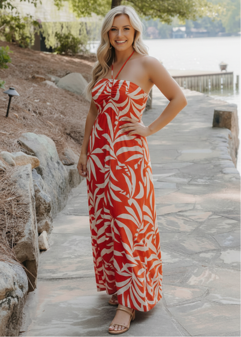 Elodi Palm Floral Midi Dress
