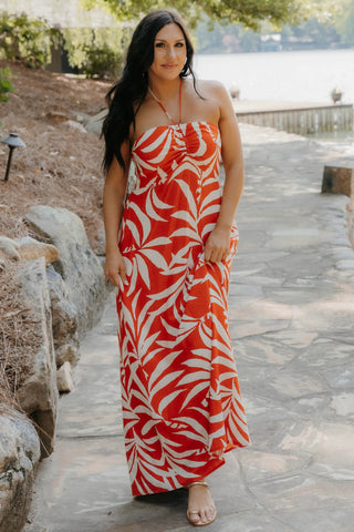 Elodi Palm Floral Midi Dress