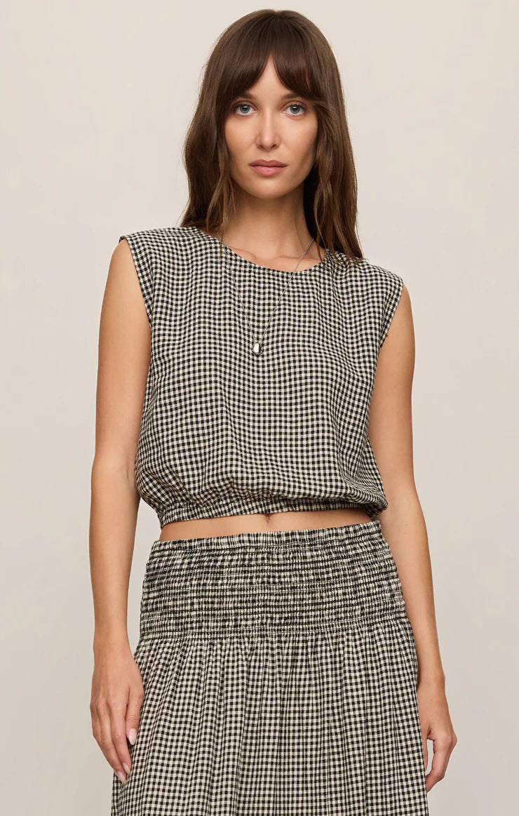Merit Cropped Gingham Tank Top