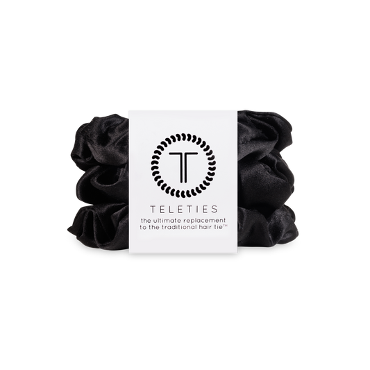 TELETIES - Silk Hair Scrunchie | Large | Jet Black
