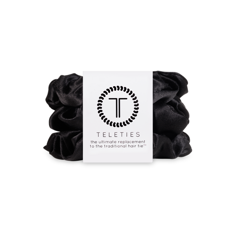 TELETIES - Silk Hair Scrunchie | Large | Jet Black