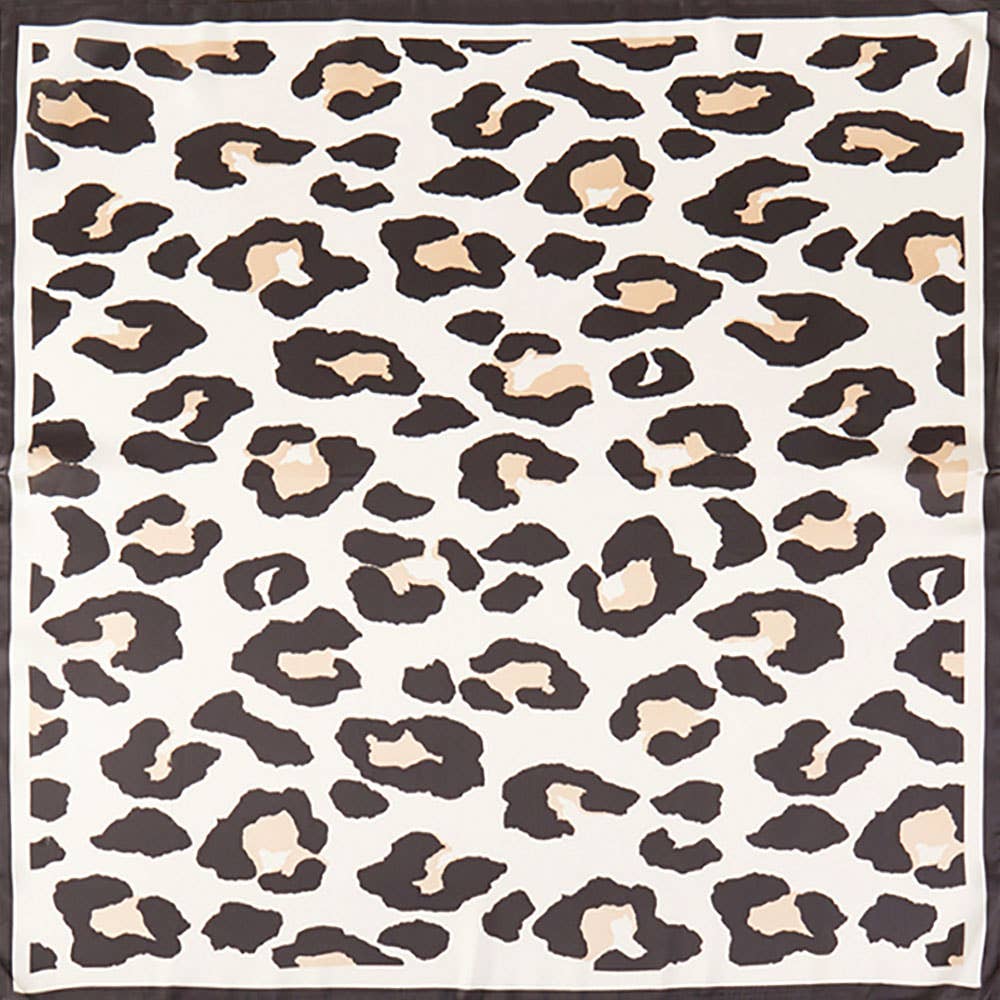 Leopard Print Square Bandana Scarf