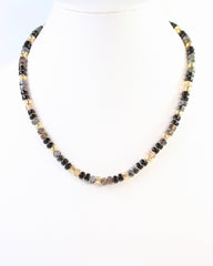 Juneau Glass Beaded Necklace With Gold Accents Black