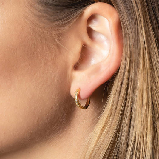 14K Gold Dipped Cubic Zirconia Hoop Earrings