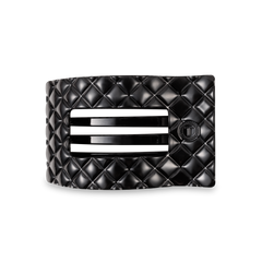 TELETIES - Flat Rectangle Hair Clip | Medium | Jet Black Quilted