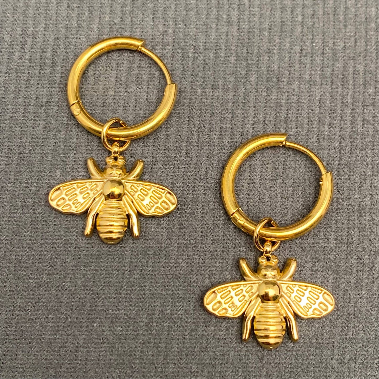 18K Bee Gold Plated Huggie Earrings