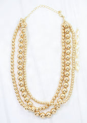 Gold Beaded Layered Necklace