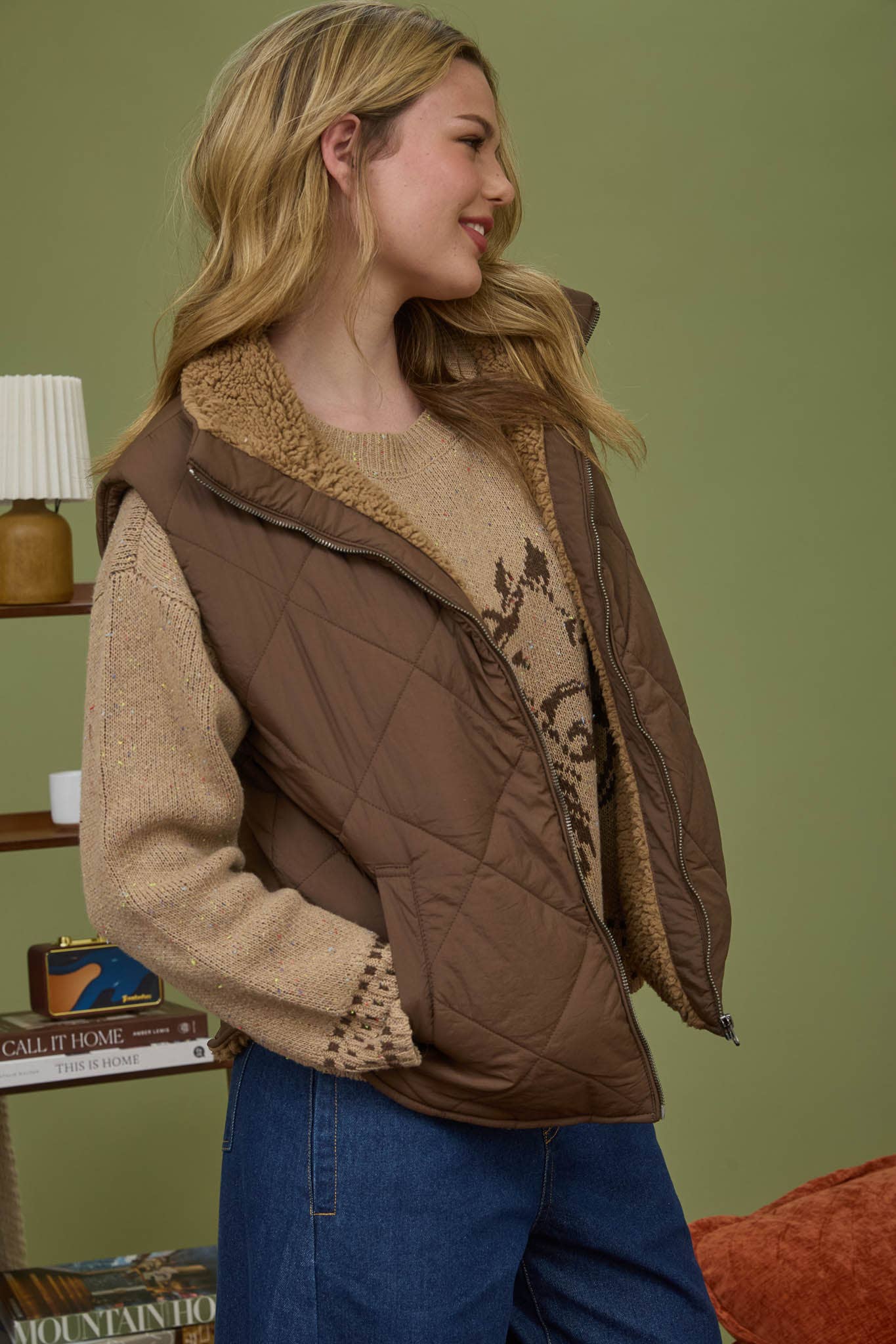 Quilted Zip Up Fleece Vest