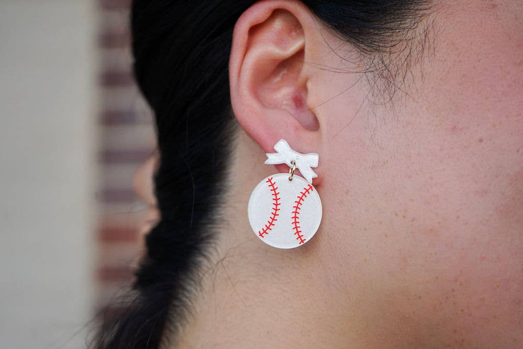 Bow Baseball Earrings
