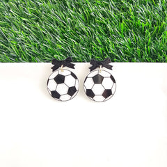 Bow Soccer Ball Earrings