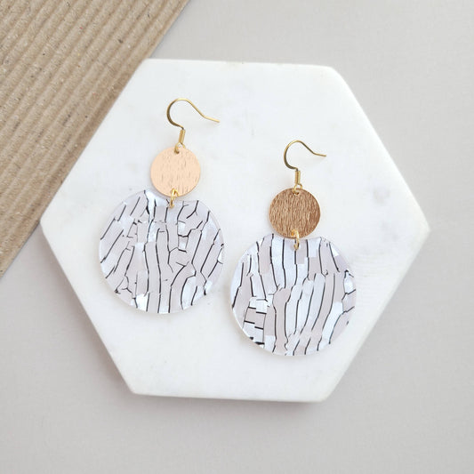 Spiffy & Splendid - Zoey Earrings - Pearl Black Stripe // Jewelry