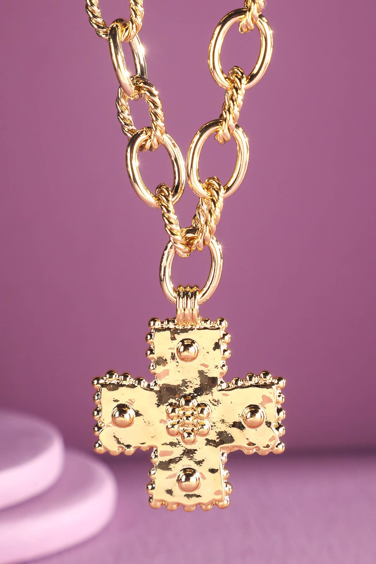 Ornate Cross Cable Chain Necklace