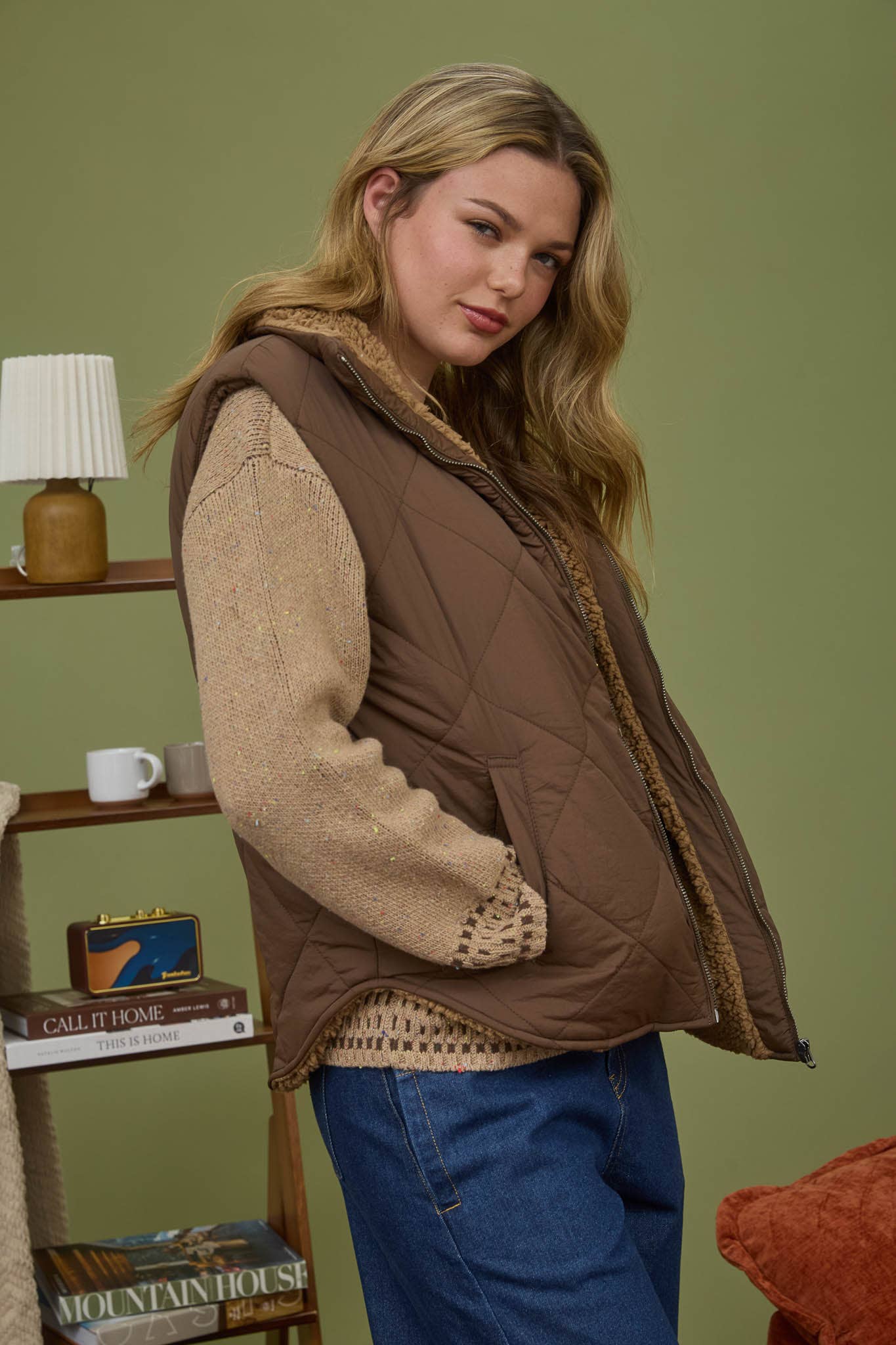 Quilted Zip Up Fleece Vest