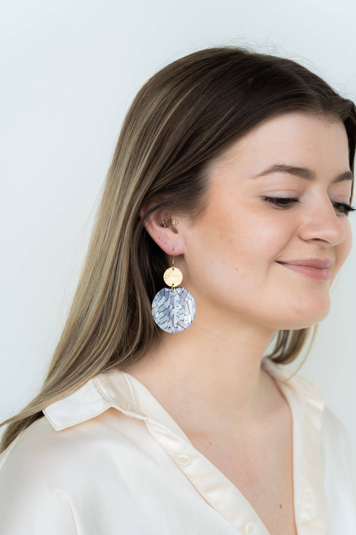 Spiffy & Splendid - Zoey Earrings - Pearl Black Stripe // Jewelry