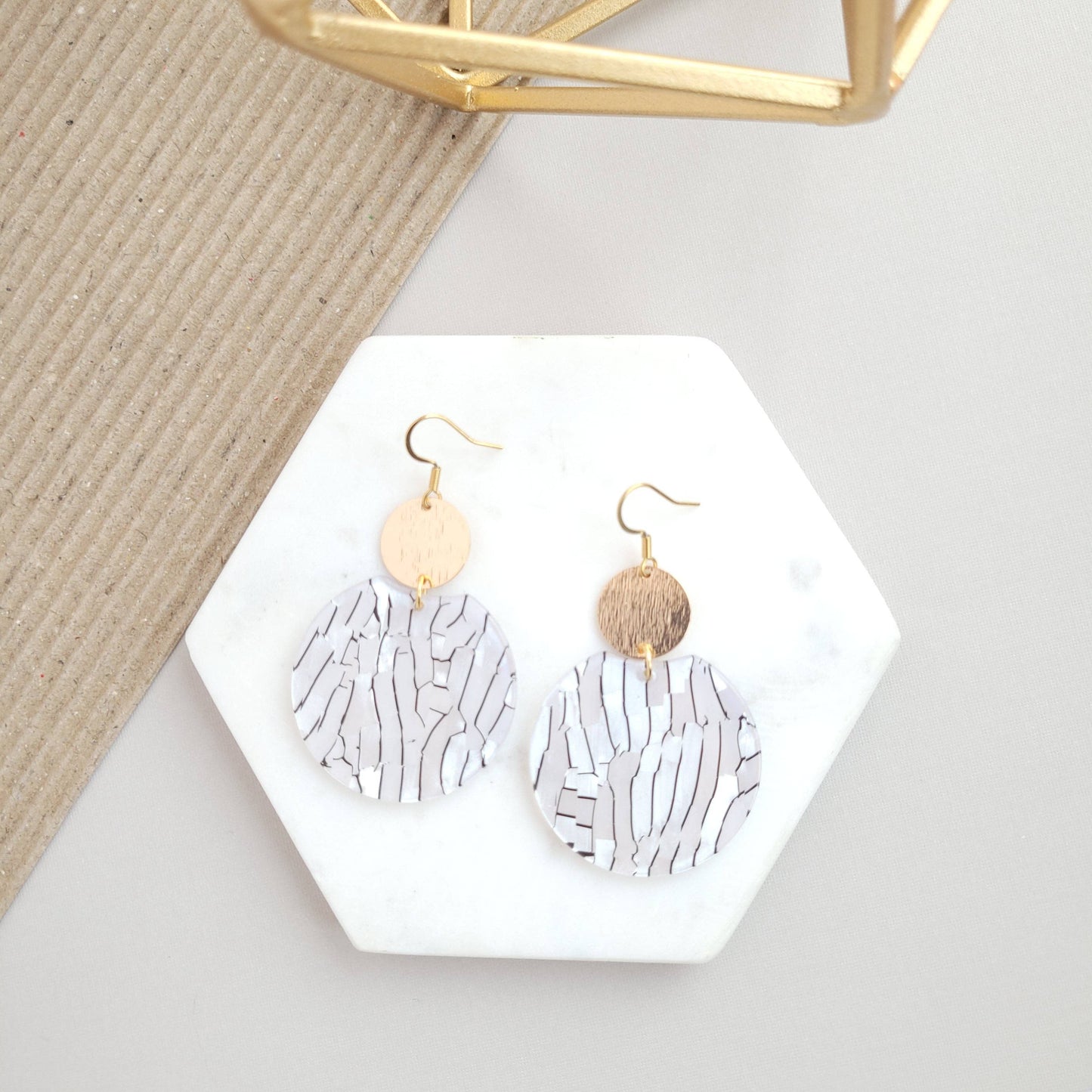 Spiffy & Splendid - Zoey Earrings - Pearl Black Stripe // Jewelry