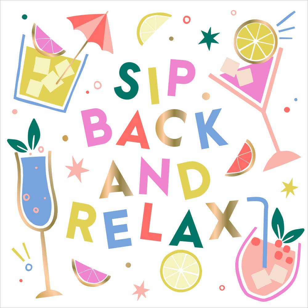 Sip Back and Relax Foil Funny Cocktail Napkins