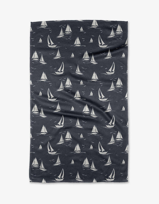 Geometry - Navy Race Day Tea Towel